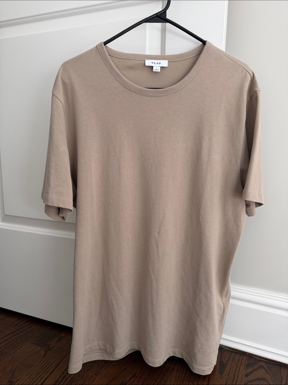 Reiss Men's Short-Sleeve Crew Tee in Beige Taupe